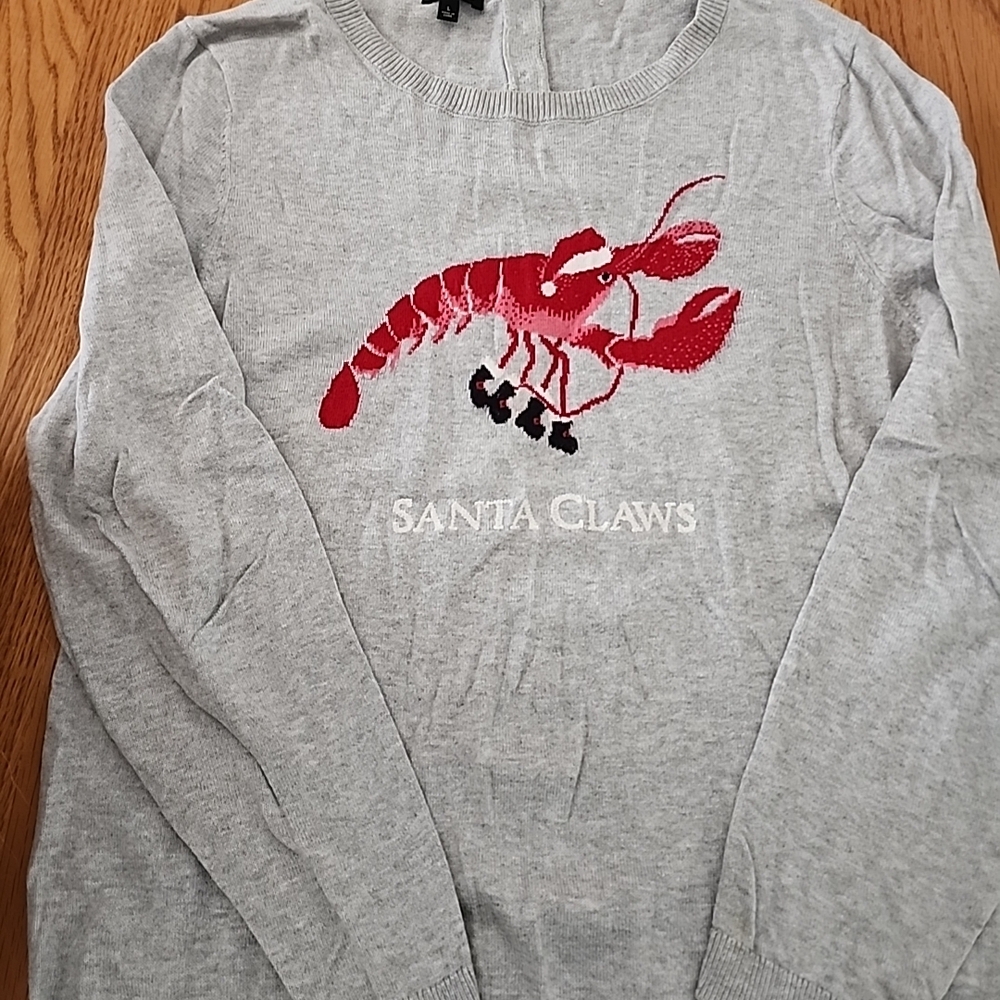 Talbots Gray Sweater with Red Lobster Design. THIS ITEM IS SOLD